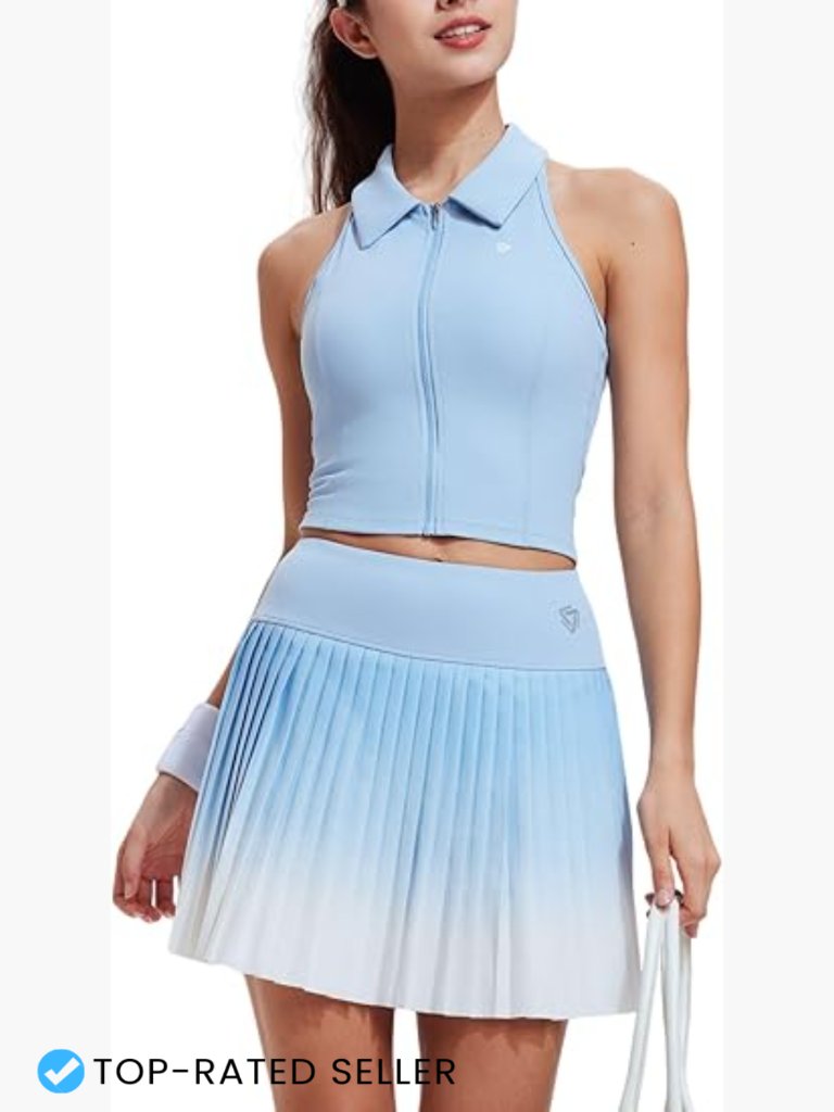 Preppy Pleated Tennis Skirt Set Two Piece Golf Outfit With Shorts Activewear